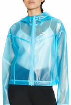 Nike Women&#39;s Windbreaker Jacket Sportswear Transparent Blue CU6578-474 Size S M - £31.27 GBP