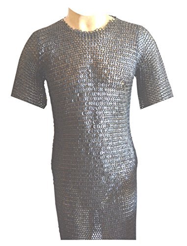 Primary image for Medieval Chainmail Shirt Haubergeon Armour 9 MM Flat Riveted with Washer SCA Arm