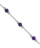 Silver  9inch Polished Lavender Jade Anklet QG1232 - $2,798.08 MXN