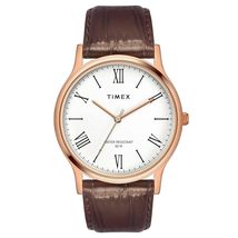 TIMEX Men&#39;s Analog White Dial Coloured Quartz Watch, Round Dial Rose Gold Stainl - £54.98 GBP