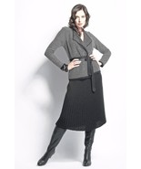 KNITTED WOOL PLEATED SKIRT, Made in Europe lined black skirt, Elastic waist - £148.31 GBP