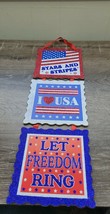 Patriotic Sign USA Three Tiered Red White Blue Stars Stripes Wall Hanging - £10.77 GBP