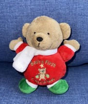 Plush Baby’s First Christmas Teddy Bear Rattle Carters Child of Mine 6&quot; Lovey - £11.24 GBP