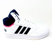 Adidas Hoops 3.0 Mid White Black Womens Leather Basketball Sneakers GW5455 - $64.95