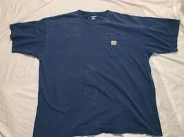MENS CARHARTT FADED BLUE WORK CREW NECK SHIRT W/ CHEST POCKET 2XLARGE XX... - $10.57