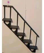 Wall Shelf Wood Stairs Hanging Heart Cutouts Country Blue Patina, 26&quot; Di... - $345.54 MXN