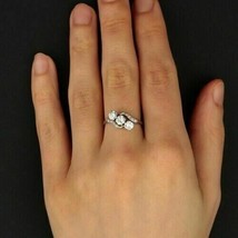 1.65Ct Round Cut Three Simulated Diamond Engagement Ring 14k White Gold Size 5 - £207.03 GBP
