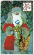 Greeting Card 1980 Russian Folded Christmas Santa With Urn Of Tea - £2.69 GBP