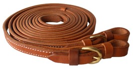 Horse  Saddle USA Western Hermann Oak Leather Brass Buckle End Reins Tack - $43.55