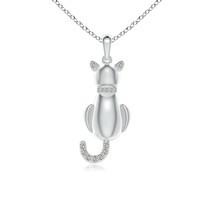 ANGARA Natural Diamond Cat Pendant Necklace in Sterling Silver for Women (1.1mm) - £123.87 GBP+