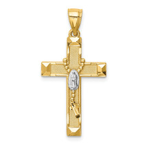 14K w/Rhodium Cross w/Rosary Pendant C4770 - £175.22 GBP