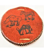 Uganda Woven Drink 4 Coasters Holding Case 2007 Safari Zebra Rhinoceros ... - $27.34 CAD