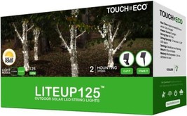 New TOUCH OF ECO LiteUp 125 Count Outdoor SOLAR LED STRING LIGHTS White - £17.80 GBP