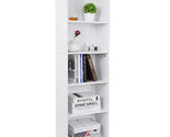 5-Tier Bookshelf Storage Wall Shelf Organizer White Bookcase Shelving Un... - $72.99