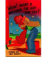 Comic Romance What a Welcome I&#39;ve Got For You!  UNP Linen Postcard Unused - $71.72 MXN