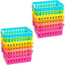 12 Pack Small Rainbow Organizer Bins (6 X 4 X 1), Colorful Plastic Classroom - £27.39 GBP