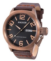 Magnum 48mm Men’s Graduate Quartz Watch- Brown Metal - Brown Band- New W... - $60.00
