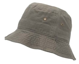 Olive L/XL Bucket Hat Cap Cotton Sun Hat Outdoor Cap Bucket Brim - £17.24 GBP