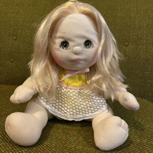 Primary image for Vintage 1985 Mattel My Child Doll Blonde Pigtails Olive Green Eyes 1980s Clean!