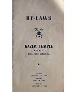 By Laws: Kazim Shriners Temple - Roanoke, VA / 1965 Booklet - £8.94 GBP