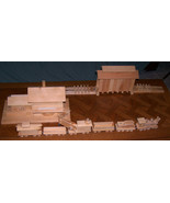 HANDMADE WOODEN TRAIN SET - 11 Pieces, Pine, Unfinished, Exquisitely Made! - £157.37 GBP