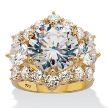 PalmBeach Jewelry 10.06 TCW 18k Gold-Plated Silver Round CZ Bridal Ring Set - £120.63 GBP