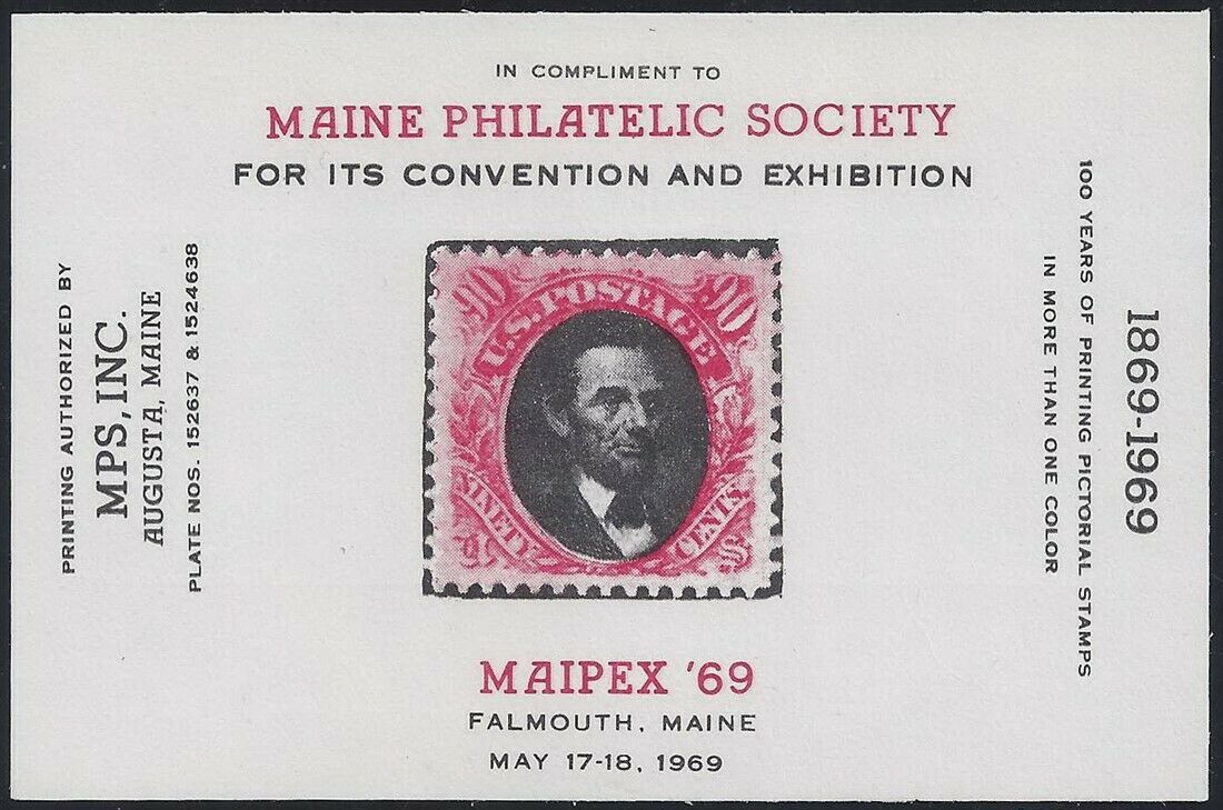 Primary image for Maine Philatelic Society Expo 1969 Maipex Cinderella Poster Stamp Souvenir Sheet
