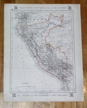 1921 Vintage Map Of Peru / Reverse Side Venezuela French Guiana Guyana Suriname - £16.25 GBP
