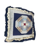 Vintage Quilted Paper Piecing Pinwheel Throw Pillow 13” Ruffle Cottageco... - $45.80
