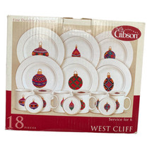 Gibson West Cliff Christmas Ornament Dessert China 18 Piece Set  - £38.74 GBP