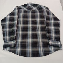 Coevals Club Men's XL Western Pearl Snap Button Long Sleeve Black Gray Plaid image 2