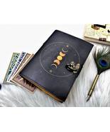  leather journal moon phase grimoire journal leather sketchbook gifts  - £29.52 GBP