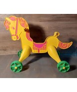 Tippee Toes Doll Riding Hobby Horse 1960s Vintage Mattel Yellow Pink Pla... - £29.59 GBP