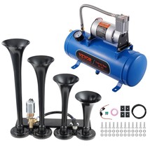 VEVOR Train Horns Kit, 4 Trumpet Air Horn Kit, 150dB Train Horns for Pic... - $177.54