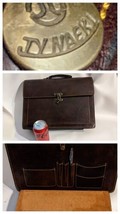 Vtg Jynaeki Jy Naeki Brown Leather Briefcase Attache Sturdy Handle 15x11 - £111.45 GBP
