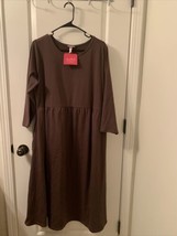 Isabel Maternity Brown 3/4 Sleeve Round Neck Midi Dress Pockets Choose Y... - $31.98+