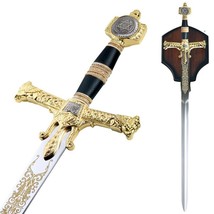 Munetoshi 47&quot; Medieval King Solomon Crusader Knight Sword Gold Color Hand Guard - £68.25 GBP