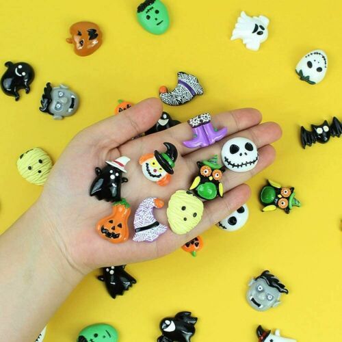 5 Resin Cabochons Halloween Slime Charms Flat Backs Assorted Lot Mixed Themed