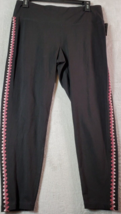 Ideology Leggings Womens Size Large Black Cotton Elastic Waist Flat Front Logo - £14.19 GBP