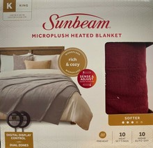 Sunbeam - 2152762 - Microplush Heated Blanket - Garnet - King - $134.95