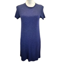 Zara Knit Dress Blue Size S Short Sleeve A Line Ribbed Knee Length Round Neck  - £19.13 GBP