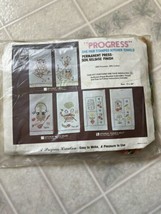 Vintage A Progress Creation Stamped Cross Stitch 2 Kitchen Towels Flour ... - $23.15
