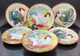 (6) Certified International Le Rooster Dinner Plates Mix Set Winget Farm Country - £70.95 GBP