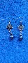 New Betsey Johnson Earrings &quot;Silver Tone&quot; Blue Beads Dangle Dressy Nice Shiny - £11.98 GBP