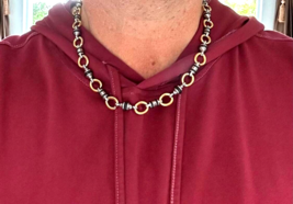 Mens Solid Stainless Steel Gold & Silver Two-Tone Chain 20" 12mm 65g Necklace - $23.75