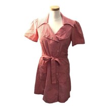 Vibtage 1970s Dennet Barry France Red Gingham Dress Puffed Sleeves Size 44 - £35.13 GBP