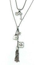 Henri Bendel Silver Tone Layered Key Tassel Necklace - £83.73 GBP