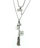 Henri Bendel Silver Tone Layered Key Tassel Necklace - £84.07 GBP