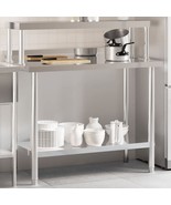 Kitchen Work Table with Overshelf 43.3&quot;x21.7&quot;x47.2&quot; Stainless Steel - $344.49