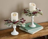 Set of 2 Snow Berry and Leaves Candle Rings by Valerie in Red - $193.99